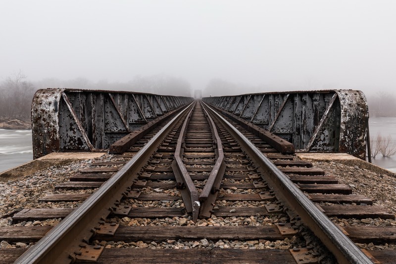 outdoors, metal, bridge, railroad track