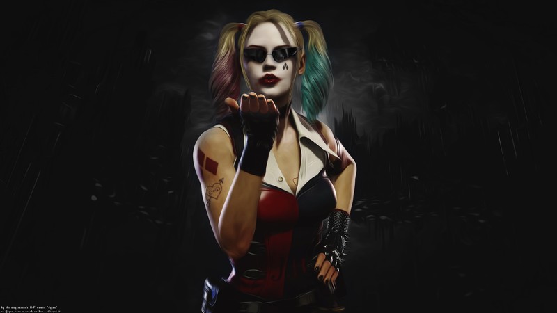 Cassie Cage, Harley Quinn, oil painting, Mortal Kombat 11, frontal view