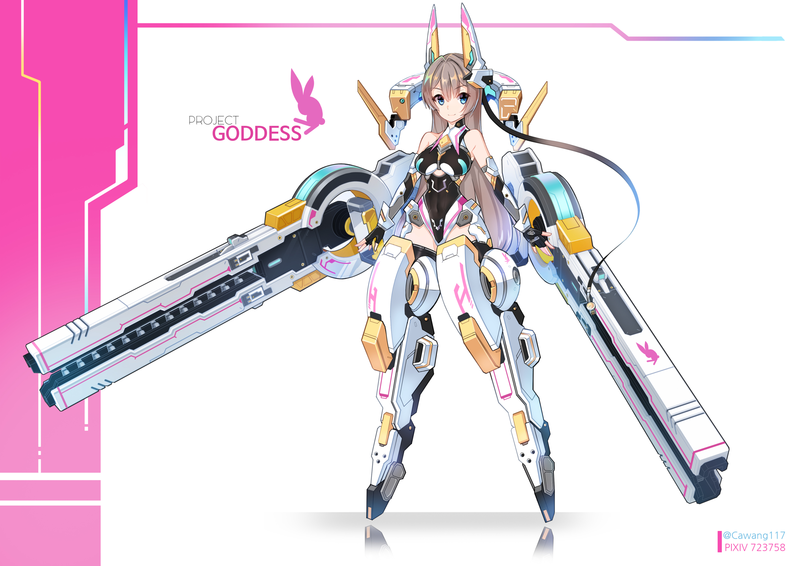 mecha girls, gun, leotard, anime, anime girls
