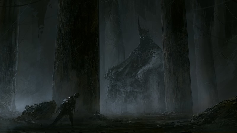 creature, demon, creepy, knight, digital, forest, mist, artwork, digital art