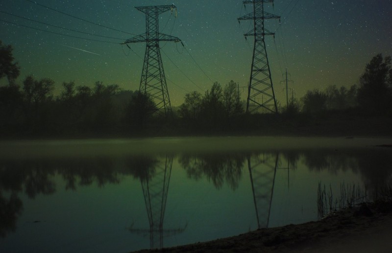 night, stars, sky, water, lake, trees, nature, night sky, forest