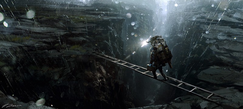 Death Stranding, video games, video game art, Darek Zabrocki, rain
