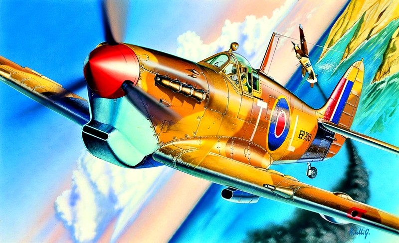 spitfire, military, military aircraft, vehicle, artwork, aircraft