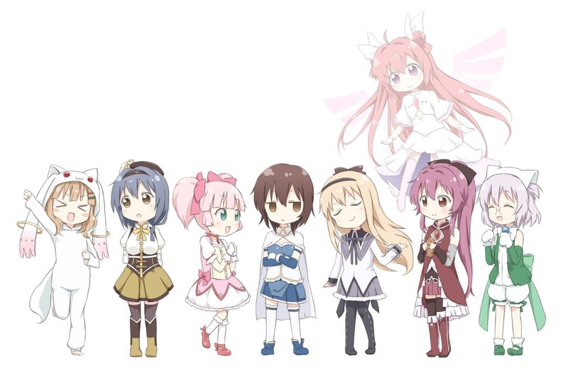 Yuru Yuri, white background, Mahou Shoujo Madoka Magica, anime, anime girls, white skin, magical girls, Funami Yui, Akaza Akari, Toshinou Kyouko, Sakurako Ohmuro, Yoshikawa Chinatsu, simple background, Sugiura Ayano, Furutani Himawari, Chitose Ikeda