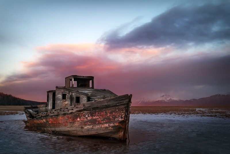 wreck, boat, old, outdoors, vehicle