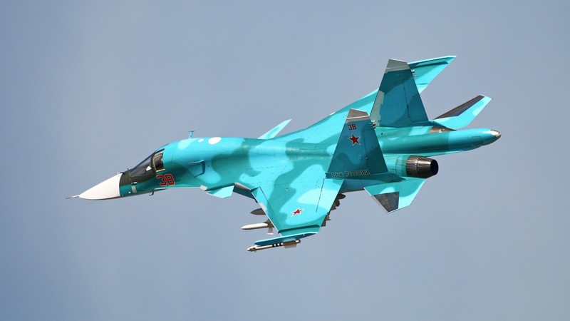 Sukhoi Su-34, Russian Air Force, cyan, turquoise, jet fighter