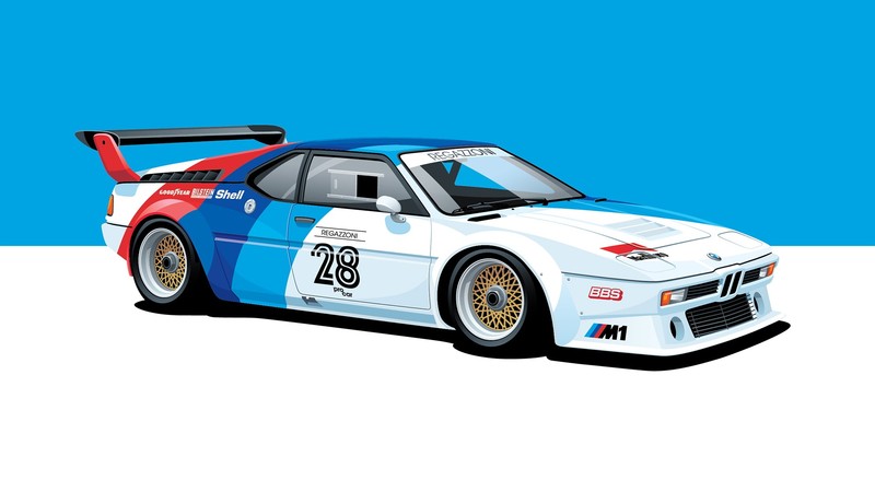 bmw m1, Procar, race cars, car, poster, pop-up headlights