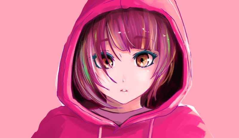 anime, anime girls, pink, brown eyes