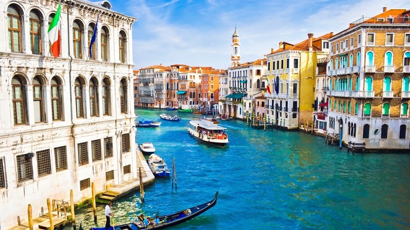 Venice, boat, city, canal, Italy
