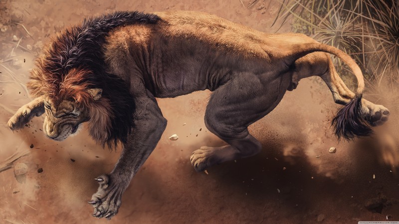 angry, paws, artwork, painting, lion, wildlife