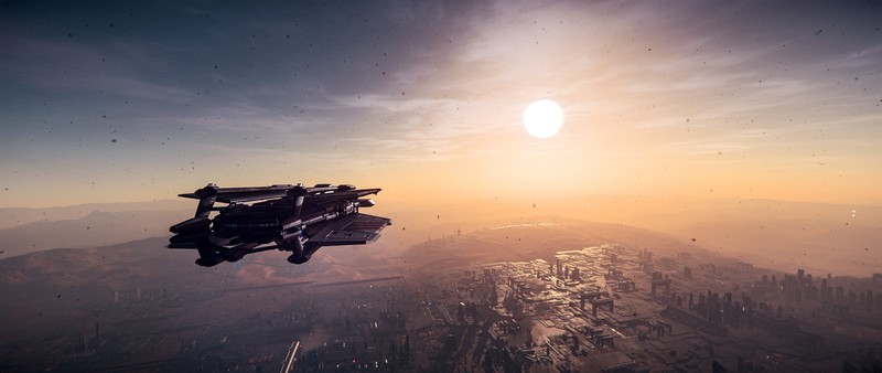 Star Citizen, ultrawide, Ultra Settings, screen shot, space, planet, spaceship