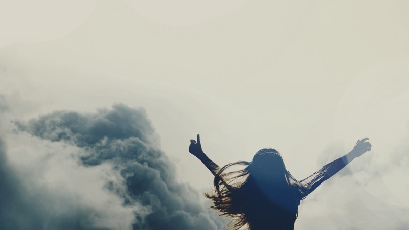 4K, women, clouds, silhouette
