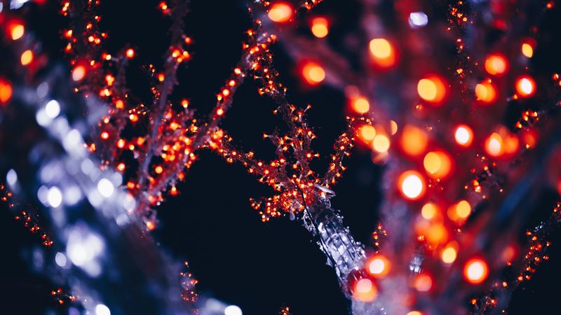 garlands, illumination, lighting, light, glare, bokeh, 4k
