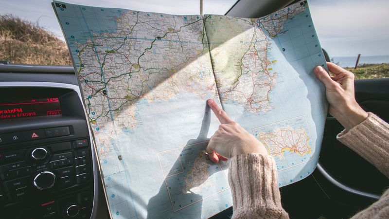 map, hands, journey, route, 4k