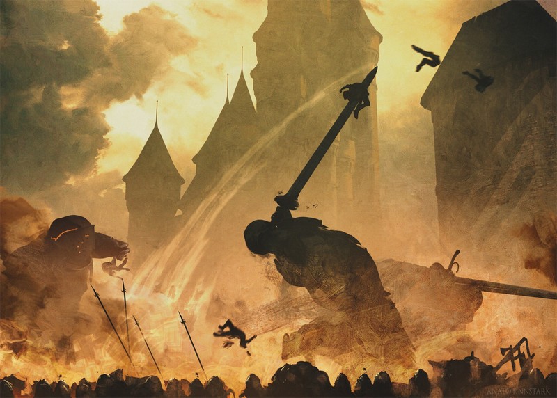 fantasy art, war, giant
