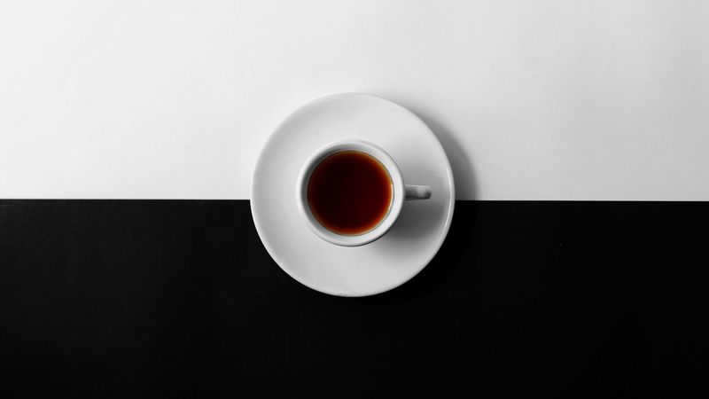 cup, black, white, minimalism, 4k