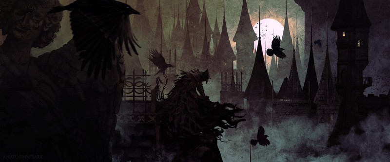 fantasy art, crow, hunter