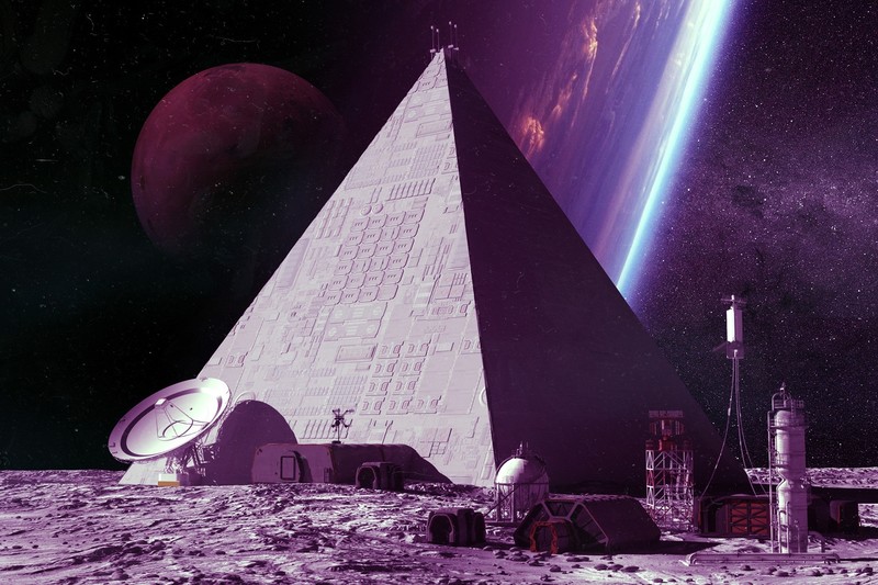 space, space art, pyramid, digital art, science fiction