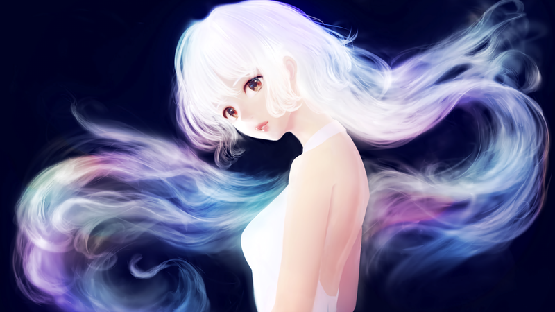 long hair, white hair, fantasy girl, anime girls, anime