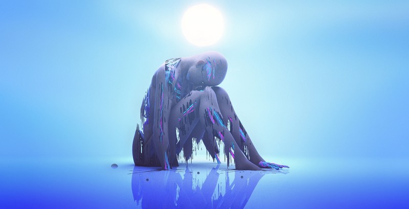 artwork, blue, cyborg, science fiction, digital art