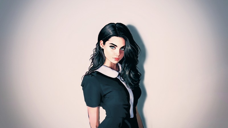 digital art, concept art, artwork, fan art, CGI, women, people, portrait, face, painting, closeup, long hair, dark hair, simple background, Bogdana, Ivan Talavera, Bogdana Kadritskaya, white background, realistic