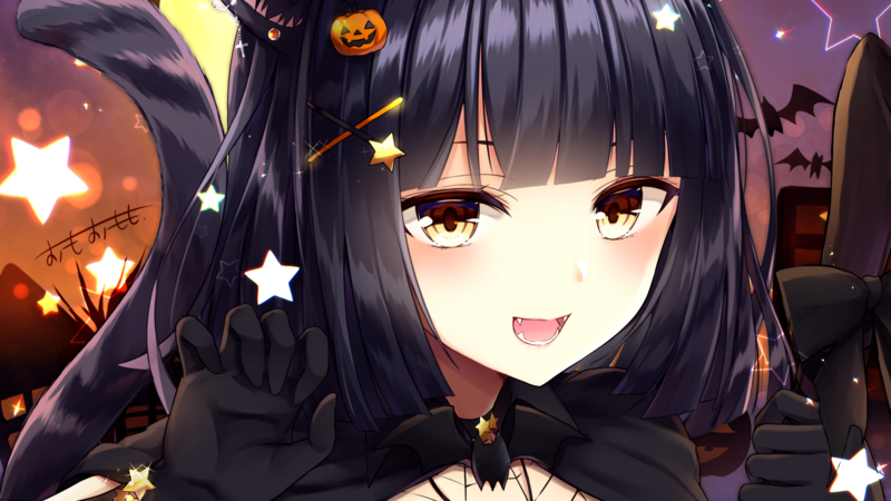 anime, anime girls, Halloween, nekomimi