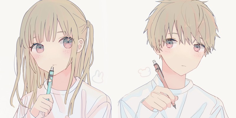 anime, anime girls, anime boys, pen, blonde
