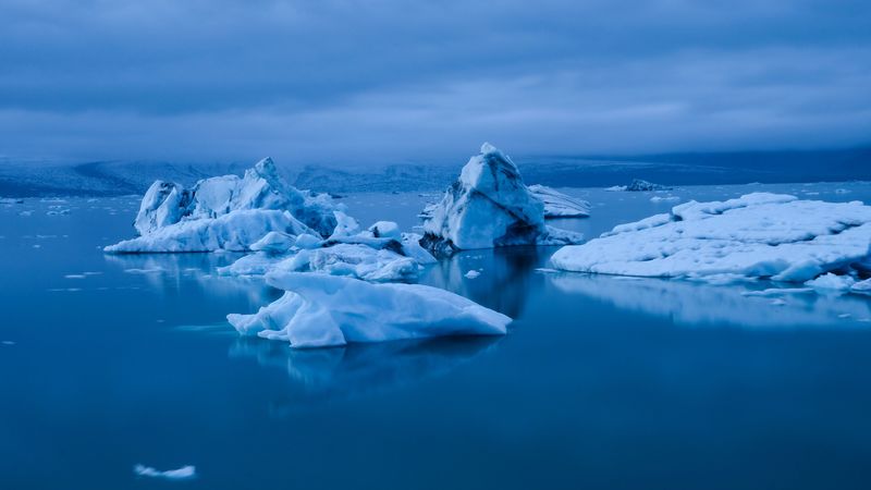 iceberg, ice floe, ice, water, snow, 4k