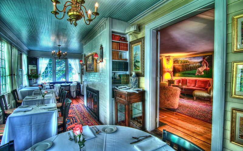 restaurant, interior, colorful, artwork