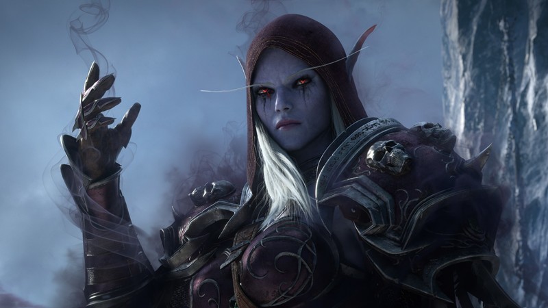 World of Warcraft: Shadowlands, Sylvanas Windrunner, elven, pointy ears, red eyes, women, white hair, hoods, World of Warcraft, Warcraft, video games