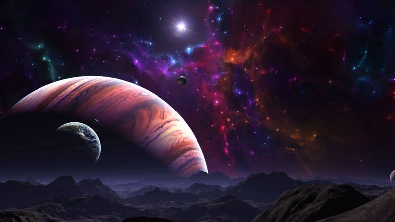 space, open space, planets, art, colorful, 4k