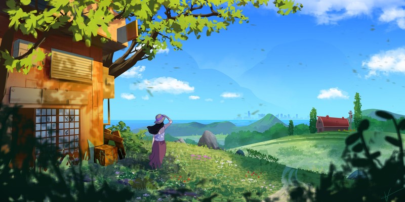 illustration, people, nature, building, sky, grass