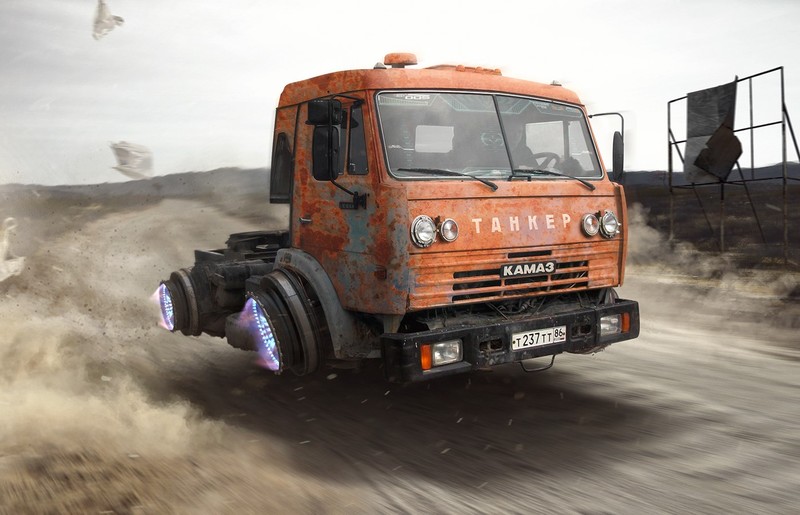 science fiction, vehicle, Kamaz, futuristic