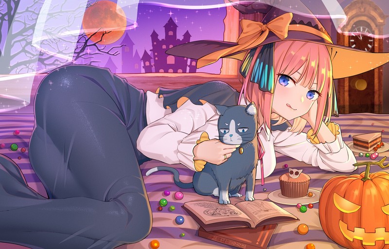 anime, anime girls, digital art, artwork, 2D, portrait, Halloween
