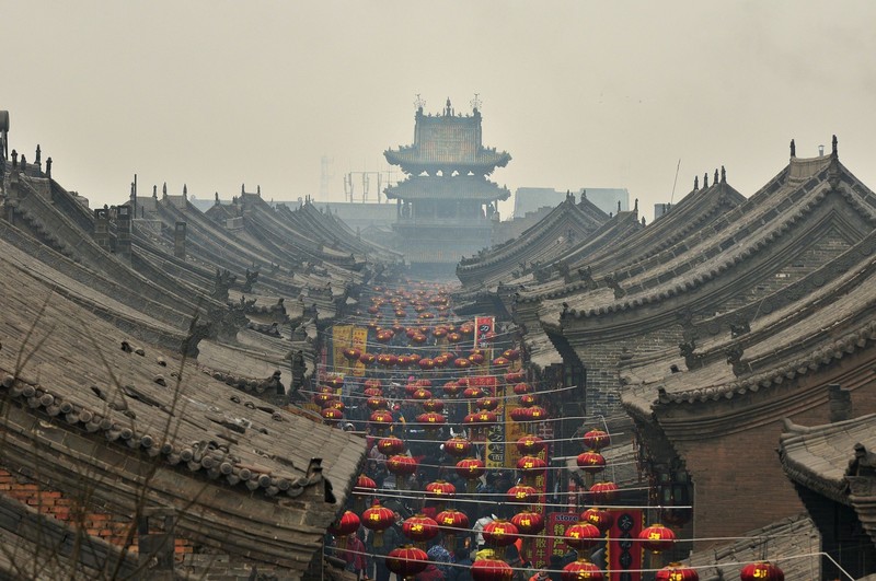 Chinese architecture, architecture, rooftops, lantern, street