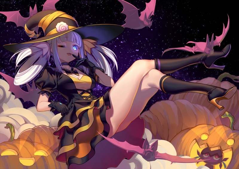 anime, anime girls, digital art, artwork, 2D, portrait, Halloween