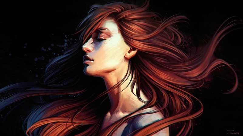 digital art, concept art, artwork, fantasy art, fan art, CGI, fantasy girl, women, people, portrait, face, painting, closeup, long hair, redhead, realistic