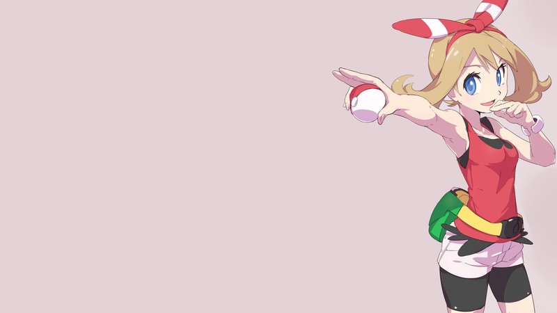 simple background, May (pokemon), anime girls