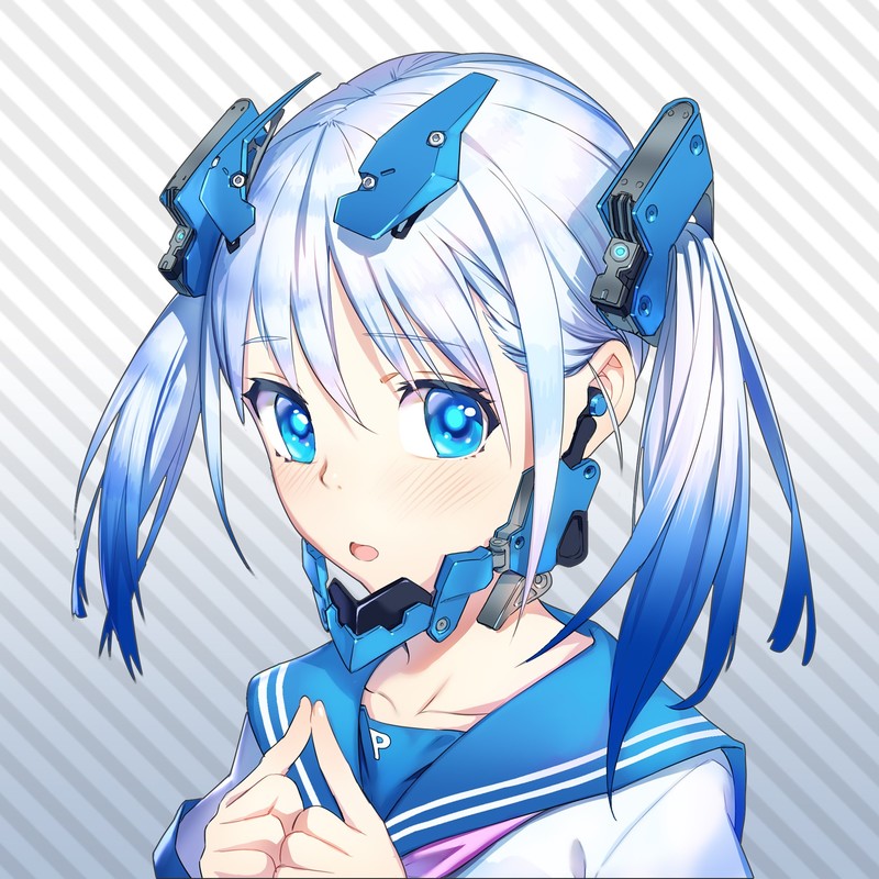 sailor uniform, mecha girls, anime girls, blue eyes, anime, futuristic