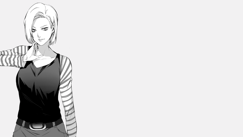 Dragon Ball Z, Dragon Ball, Android 18, anime girls, simple background, low saturation