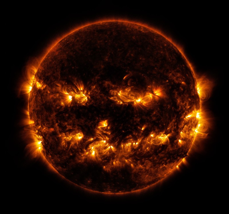 space, universe, Sun, Jack O Lantern, NASA, explosion, Halloween, black background, glowing, photography, 2014 (Year), imagination, filter