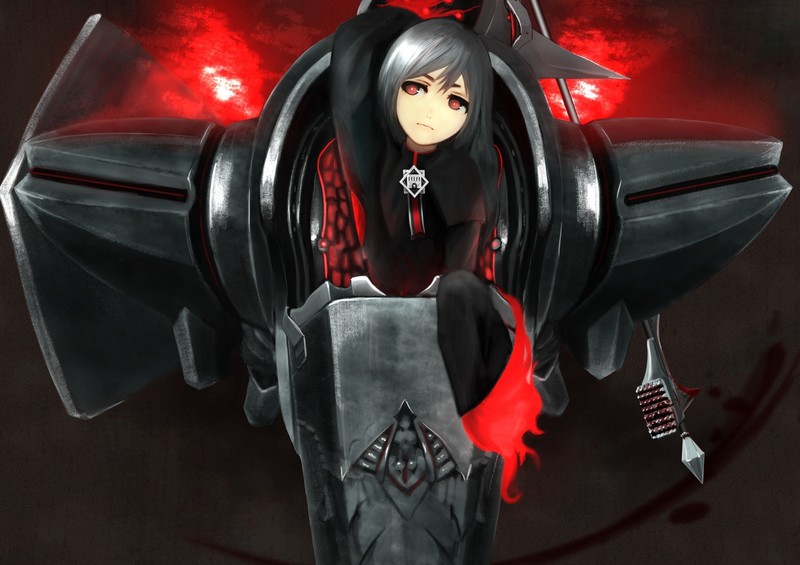 Pixiv Fantasia: Fallen Kings, short hair, anime girls, anime, red eyes, grey hair