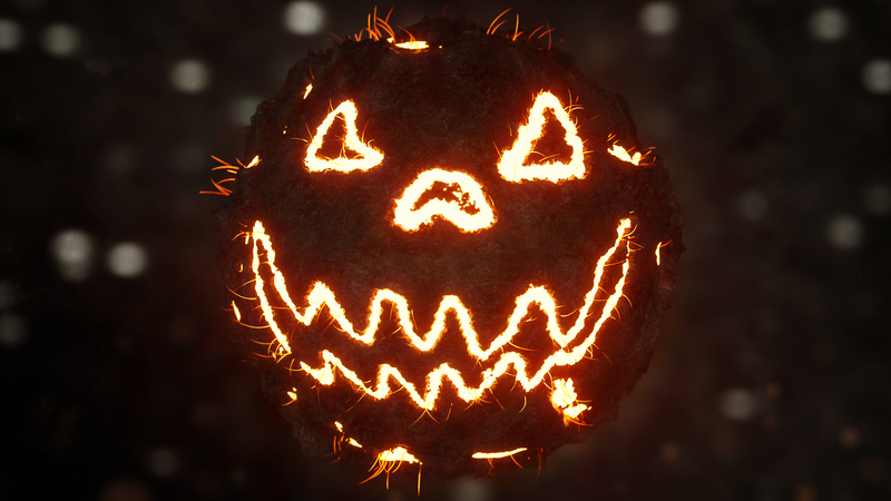 Halloween, glowing, neon, neon glow, neon lights, shining, particle, bokeh, smiley, pumpkin, Smile, spooky, digital art, CGI