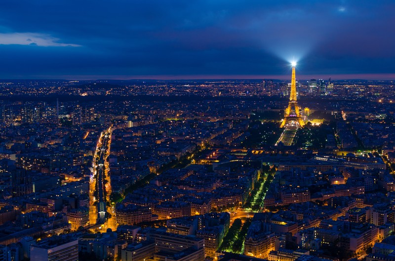 Eiffel Tower, Paris, night, city, lights