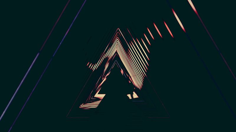 design, lights, neon, triangles, 4k