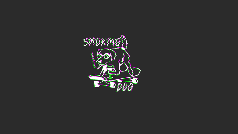 smoking, dog, minimalism, animals, skate, glitch art, custom, gray background
