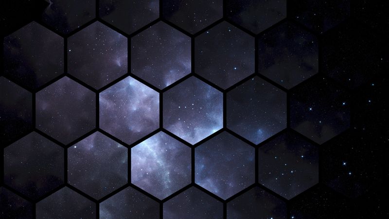 hexagons, space, patterns, 4k