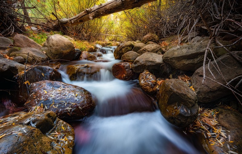 water, stones, nature, fall, outdoors
