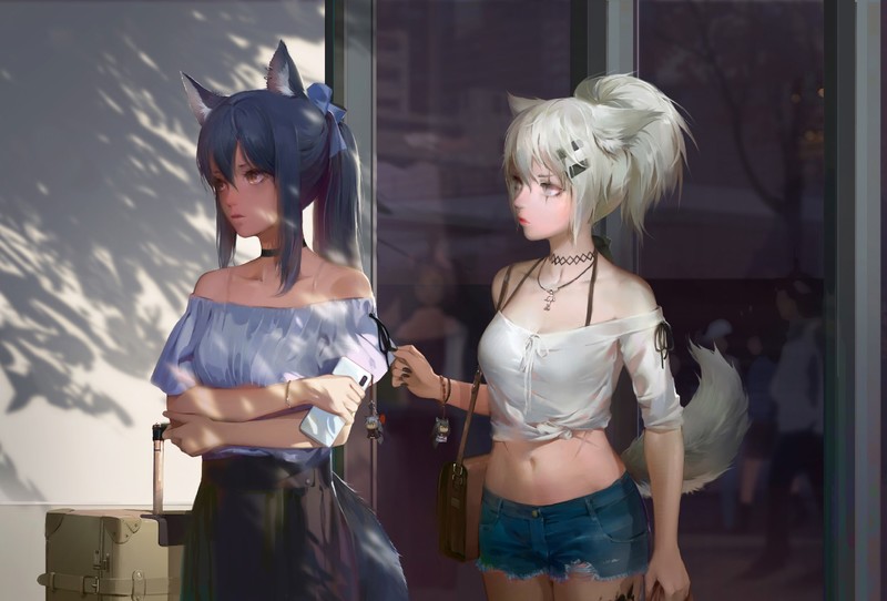 anime, anime girls, digital art, artwork, 2D, portrait, Arknights, Texas (Arknights), Lappland(Arknights)