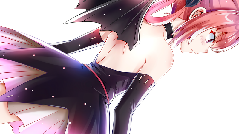 anime, anime girls, black dress, white background, Satanichia McDowell Kurumizawa, Gabriel Dropout, redhead, demon girl